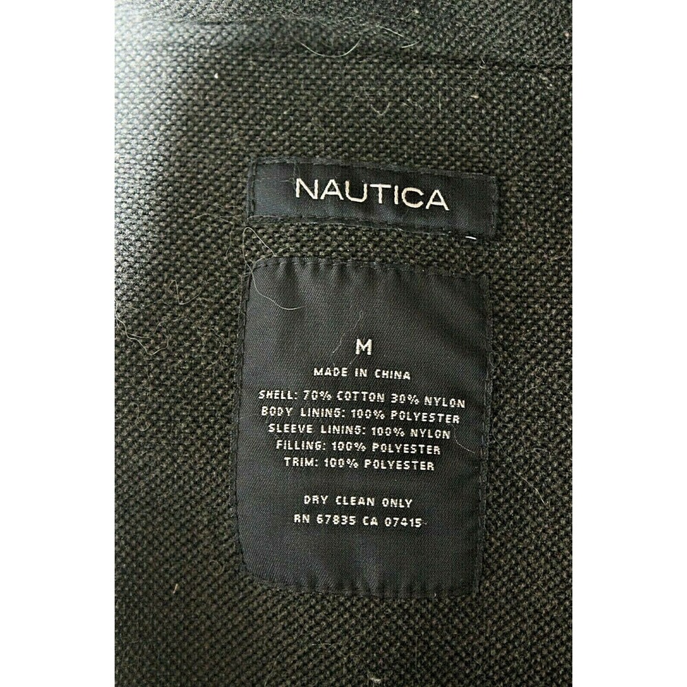 Nautica Tan Bomber Jacket Coat Hidden Hoodie Wool Like Lining Mens Size M - Picture 9 of 9